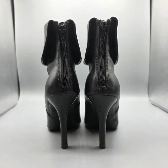 LRL Lauren Ralph Lauren Leola Booties Womens 8 Black Leather Stiletto Zipper - Picture 5 of 12
